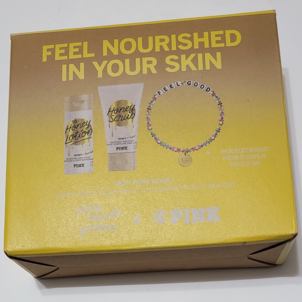 New in Box Victoria Secret's Pink.. Honey Scrub/Honey Lotion + Bracelet Gift Box